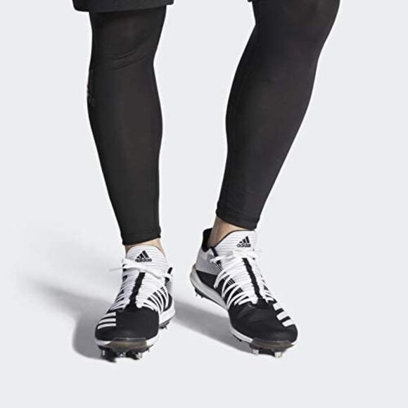 adidas Men\'s Adizero Afterburner 6 Metal Baseball Cleats Black White Size 13.5 main image 6